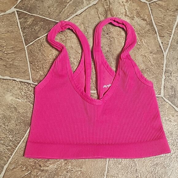 NWOT Free People Movement x The Class Crop Tank Hot Pink Sz XS/S - Picture 2 of 7